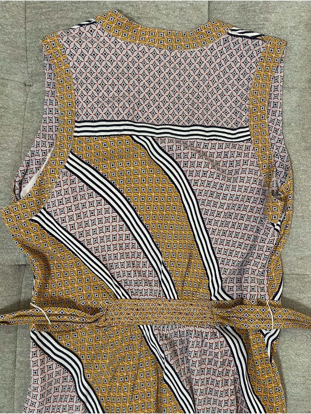 Anthropologie Sleeveless Carla Midi Wrap Dress in Mustard and Ivory - Picture 9 of 10